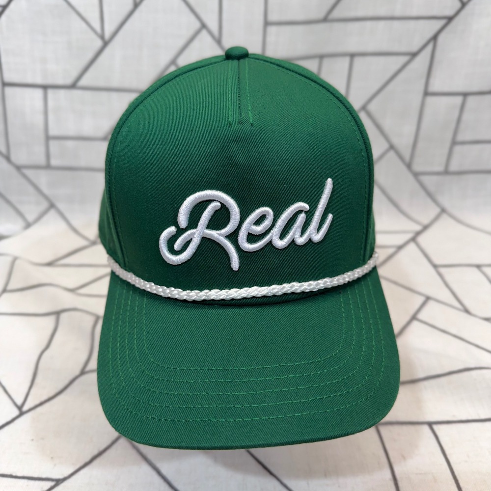 American Needle Snapback Hat OS Green Real Script Embroidered Rope Cap
